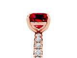 Rose gold Cushion Cut Cut Diamond Pavé Band with Four-Prong Setting_5