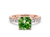 Rose gold Cushion Cut Cut Diamond Pavé Band with Four-Prong Setting