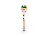 Rose gold Cushion Cut Cut Diamond Ring with Tapered Baguette Side Stones in Four-Prong Setting_2
