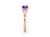 Rose gold Cushion Cut Cut Diamond Ring with Tapered Baguette Side Stones in Four-Prong Setting_2