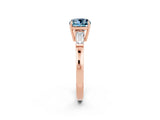 Rose gold Cushion Cut Cut Diamond Ring with Tapered Baguette Side Stones in Four-Prong Setting_2