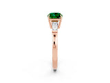 Rose gold Cushion Cut Cut Diamond Ring with Tapered Baguette Side Stones in Four-Prong Setting_2