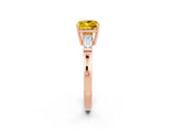 Rose gold Cushion Cut Cut Diamond Ring with Tapered Baguette Side Stones in Four-Prong Setting_2