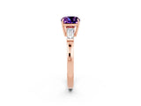 Rose gold Cushion Cut Cut Diamond Ring with Tapered Baguette Side Stones in Four-Prong Setting_2