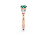 Rose gold Cushion Cut Cut Diamond Ring with Tapered Baguette Side Stones in Four-Prong Setting_2
