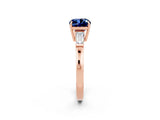 Rose gold Cushion Cut Cut Diamond Ring with Tapered Baguette Side Stones in Four-Prong Setting_2