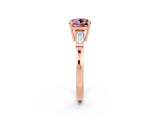 Rose gold Cushion Cut Cut Diamond Ring with Tapered Baguette Side Stones in Four-Prong Setting_2