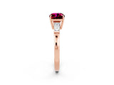 Rose gold Cushion Cut Cut Diamond Ring with Tapered Baguette Side Stones in Four-Prong Setting_2