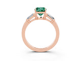 Rose gold Cushion Cut Cut Diamond Ring with Tapered Baguette Side Stones in Four-Prong Setting_3
