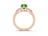 Rose gold Cushion Cut Cut Diamond Ring with Tapered Baguette Side Stones in Four-Prong Setting_3
