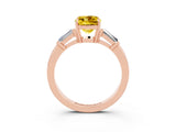 Rose gold Cushion Cut Cut Diamond Ring with Tapered Baguette Side Stones in Four-Prong Setting_3