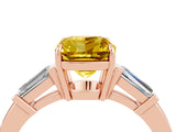 Rose gold Cushion Cut Cut Diamond Ring with Tapered Baguette Side Stones in Four-Prong Setting_4