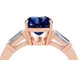 Rose gold Cushion Cut Cut Diamond Ring with Tapered Baguette Side Stones in Four-Prong Setting_4