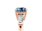 Rose gold Cushion Cut Cut Diamond Ring with Tapered Baguette Side Stones in Four-Prong Setting_5