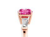 Rose gold Cushion Cut Cut Diamond Ring with Tapered Baguette Side Stones in Four-Prong Setting_5