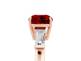 Rose gold Cushion Cut Cut Diamond Ring with Tapered Baguette Side Stones in Four-Prong Setting_5