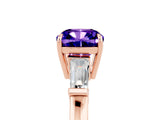 Rose gold Cushion Cut Cut Diamond Ring with Tapered Baguette Side Stones in Four-Prong Setting_5
