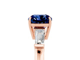 Rose gold Cushion Cut Cut Diamond Ring with Tapered Baguette Side Stones in Four-Prong Setting_5