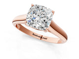 Rose gold Cushion Cut Cut Diamond Solitaire Engagement Ring with Tapered Plain Band and Four-Prong Setting_16