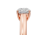 Rose gold Cushion Cut Cut Diamond Solitaire Engagement Ring with Tapered Plain Band and Four-Prong Setting_20
