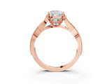 Rose gold Cushion Cut Cut Diamond Twisted Band with Milgrain Pave Setting and Four-Prong Setting_5