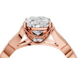 Rose gold Cushion Cut Cut Diamond Twisted Band with Milgrain Pave Setting and Four-Prong Setting_6