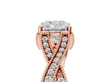Rose gold Cushion Cut Cut Diamond Twisted Band with Milgrain Pave Setting and Four-Prong Setting_7
