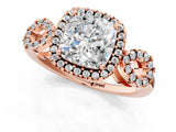 Rose gold Cushion Cut Cut Halo Diamond Infinity Band with Four-Prong Setting_10