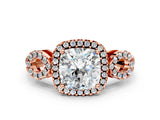 Rose gold Cushion Cut Cut Halo Diamond Infinity Band with Four-Prong Setting_9