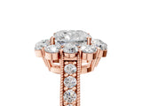 Rose gold Cushion Cut Cut Halo Diamond Pavé Engagement Ring with Milgrain Detailing_20