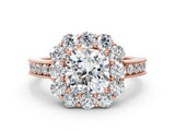 Rose gold Cushion Cut Cut Halo Diamond Pavé Engagement Ring with Milgrain Detailing_3