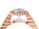 Rose gold Cushion Cut Cut Halo Pavé Solitaire Ring with Milgrain Band_7