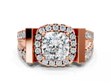 Rose gold Cushion Cut Cut Halo Split Shank Prong Set Ring_3