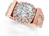 Rose gold Cushion Cut Cut Halo Split Shank Prong Set Ring_4
