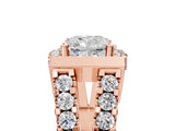 Rose gold Cushion Cut Cut Halo Split Shank Prong Set Ring_8