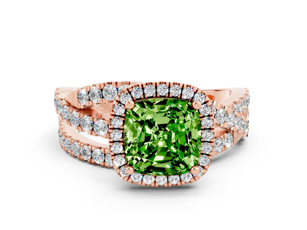 Rose gold Cushion Cut Cut Halo Split Shank Prong Setting Ring