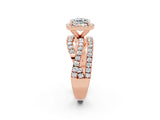 Rose gold Cushion Cut Cut Halo Split Shank Prong Setting Ring_2