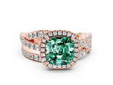 Rose gold Cushion Cut Cut Halo Split Shank Prong Setting Ring