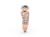 Rose gold Cushion Cut Cut Halo Split Shank Prong Setting Ring_2