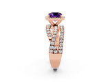 Rose gold Cushion Cut Cut Halo Split Shank Prong Setting Ring_2