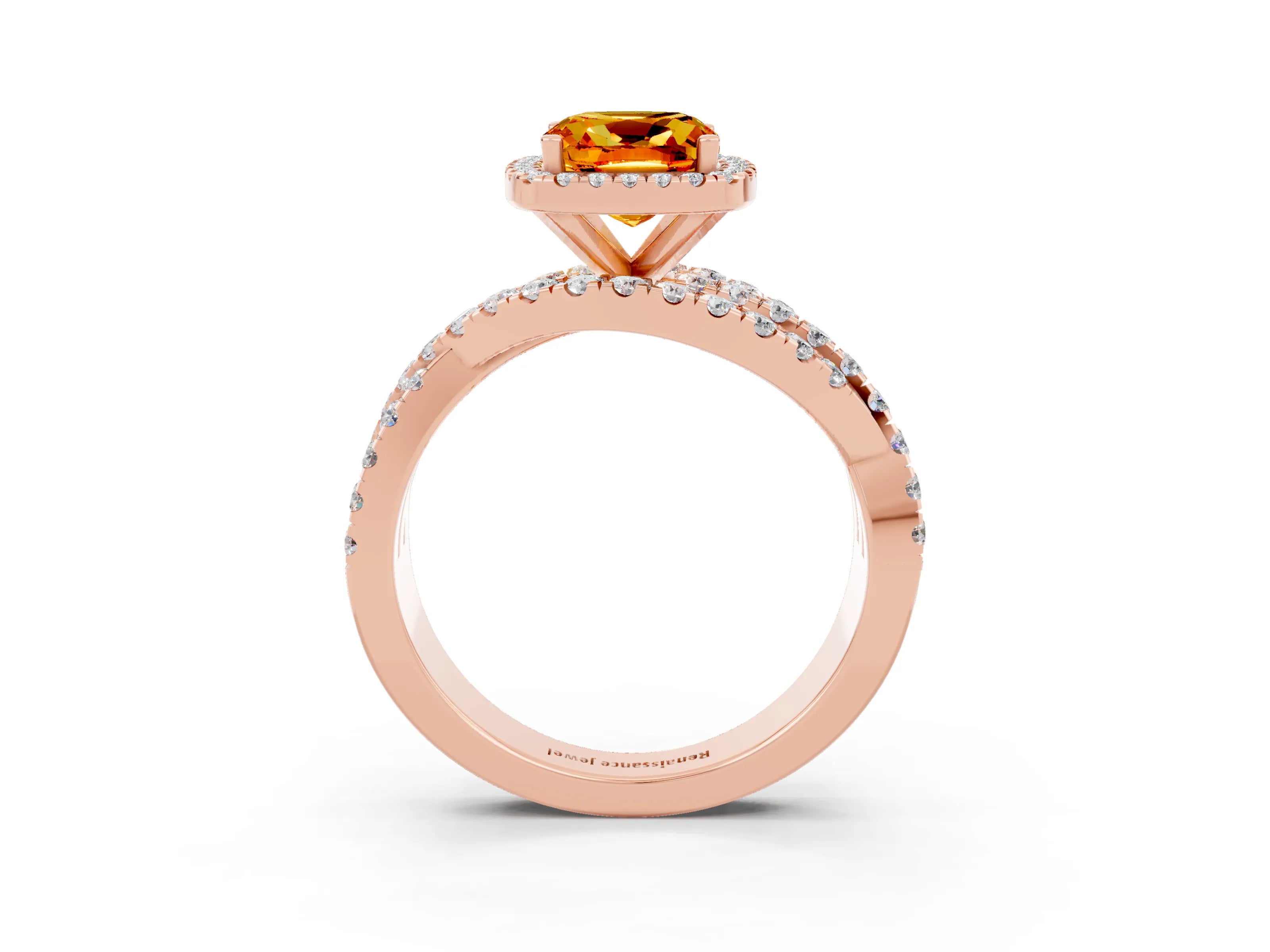 Rose gold Cushion Cut Cut Halo Split Shank Prong Setting Ring_3