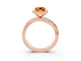 Rose gold Cushion Cut Cut Halo Split Shank Prong Setting Ring_3