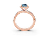 Rose gold Cushion Cut Cut Halo Split Shank Prong Setting Ring_3