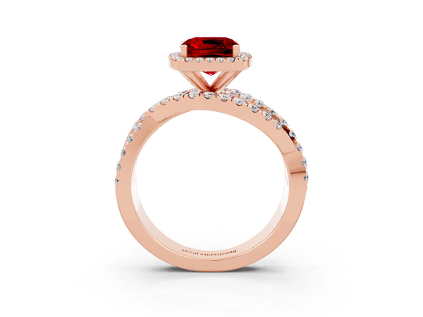 Rose gold Cushion Cut Cut Halo Split Shank Prong Setting Ring