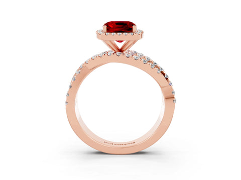 Rose gold Cushion Cut Cut Halo Split Shank Prong Setting Ring_3