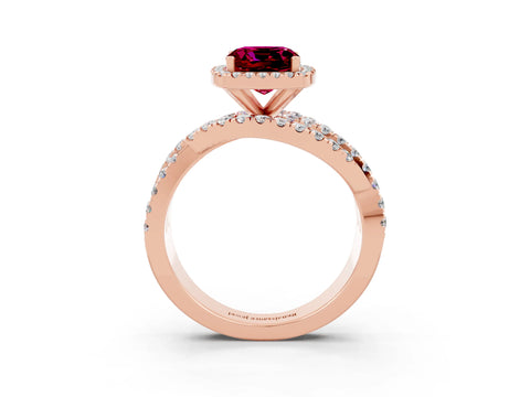 Rose gold Cushion Cut Cut Halo Split Shank Prong Setting Ring_3