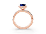 Rose gold Cushion Cut Cut Halo Split Shank Prong Setting Ring_3