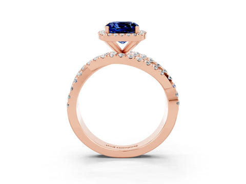Rose gold Cushion Cut Cut Halo Split Shank Prong Setting Ring_3