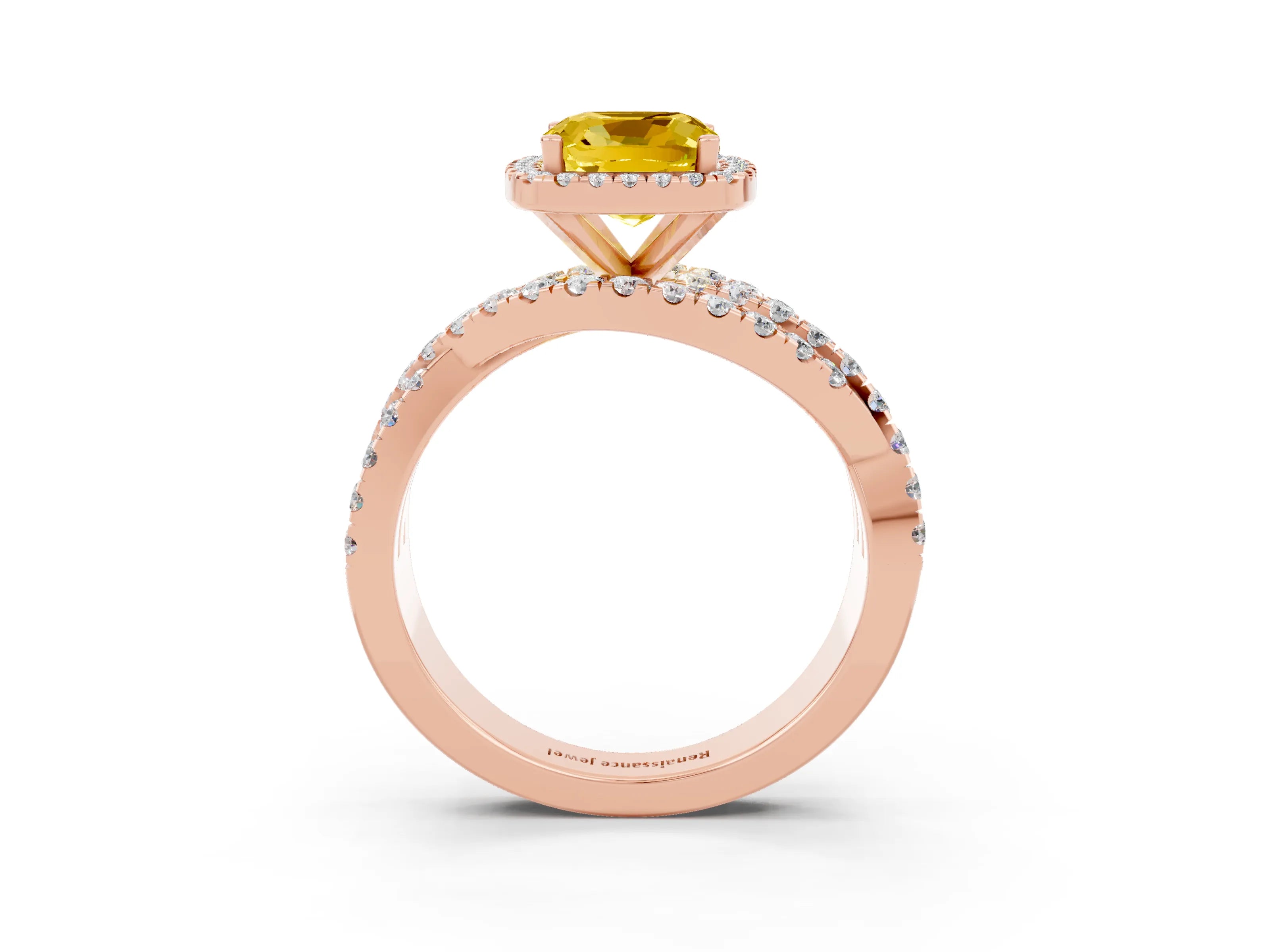 Rose gold Cushion Cut Cut Halo Split Shank Prong Setting Ring_3