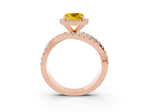Rose gold Cushion Cut Cut Halo Split Shank Prong Setting Ring_3